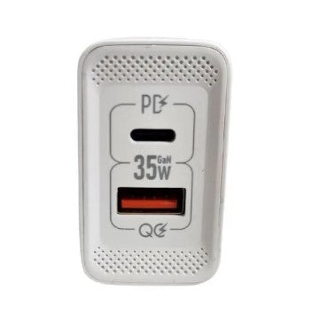 Fonte Carregador Celular Turbo Pd Gan 65w Lightning + Tipo C Cor Branco