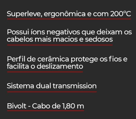 Prancha Taiff Elegance Red Íon 200ºc Preto Bivolt Automatico