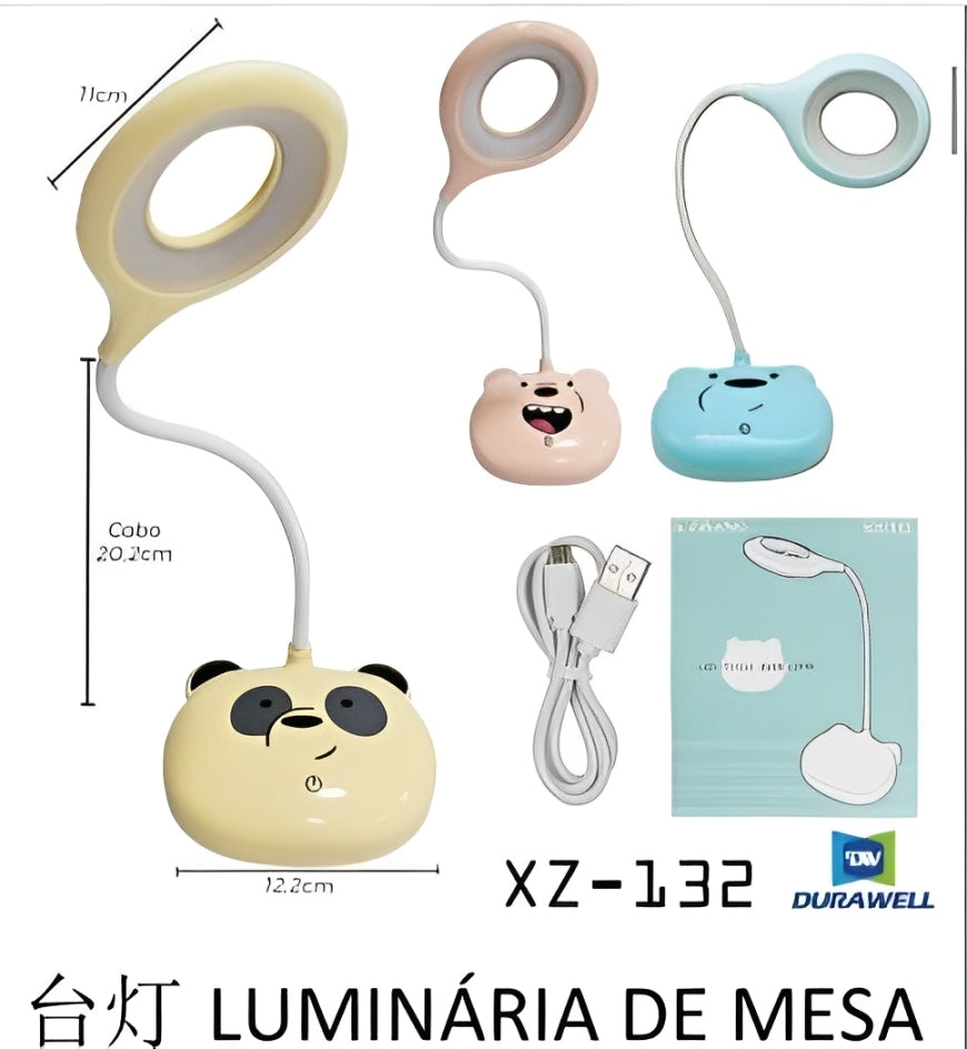 Luminária X Zhang Bi-volt Mesa Com Luz Led Touch Urso Xz-132 Azul e Bege