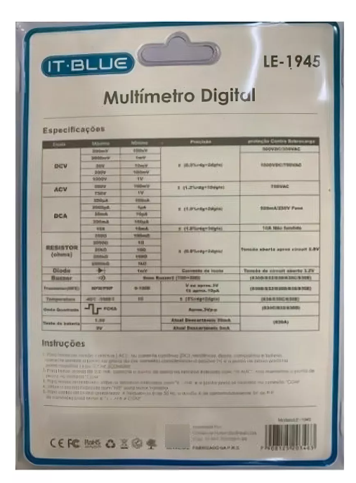Multímetro Digital Portátil + Bateria