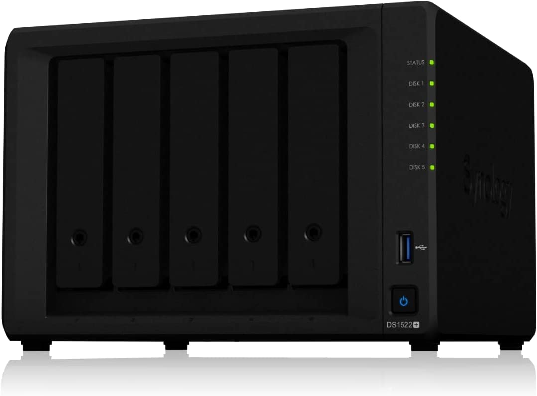 Servidor Synology NAS Diskstation, AMD Ryzen Dual Core, 8GB DDR4, Com 5 Baias - DS1522+