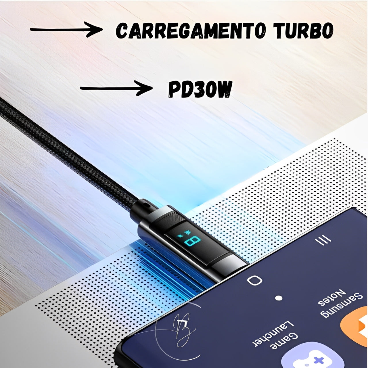 Cabo de Carregamento Turbo 1 metro Tipo-C para Tipo-C KAIDI KD-2520CC