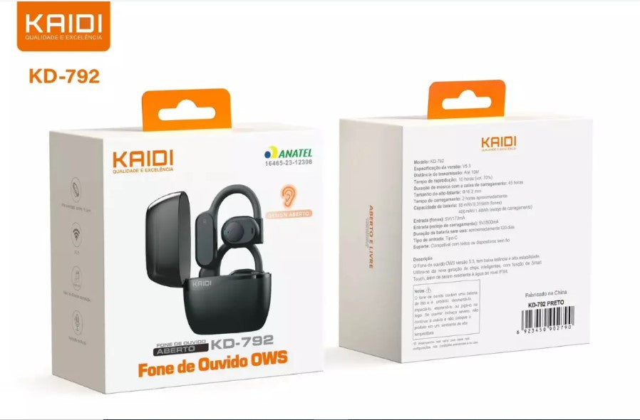 Fone Ouvido Kaidi Kd-792 Ows Bluetooth 5.3 Tipo Gancho Original