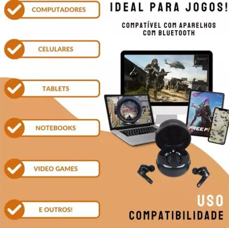 Fone De Ouvido Gamer Bluetooth Sem Fio Kaidi Tws Kd-777 Original