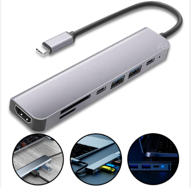 Adaptador Hub 7 em 1 Tipo C MacBook Windows Android