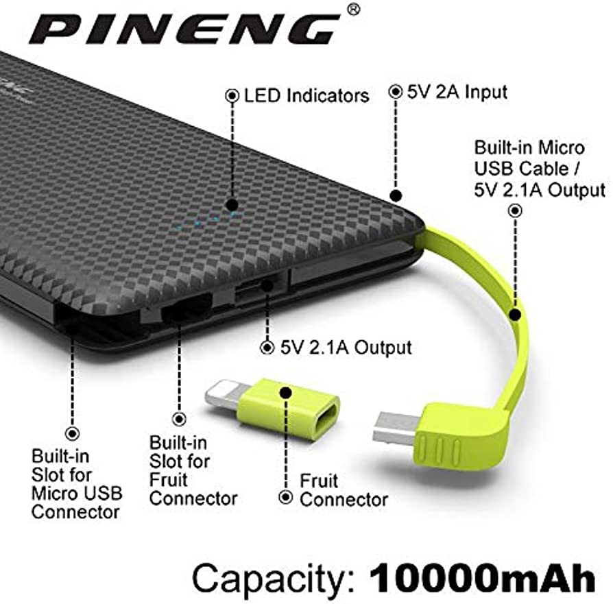 Carregador portátil Power Bank 10000 Mah Pineng